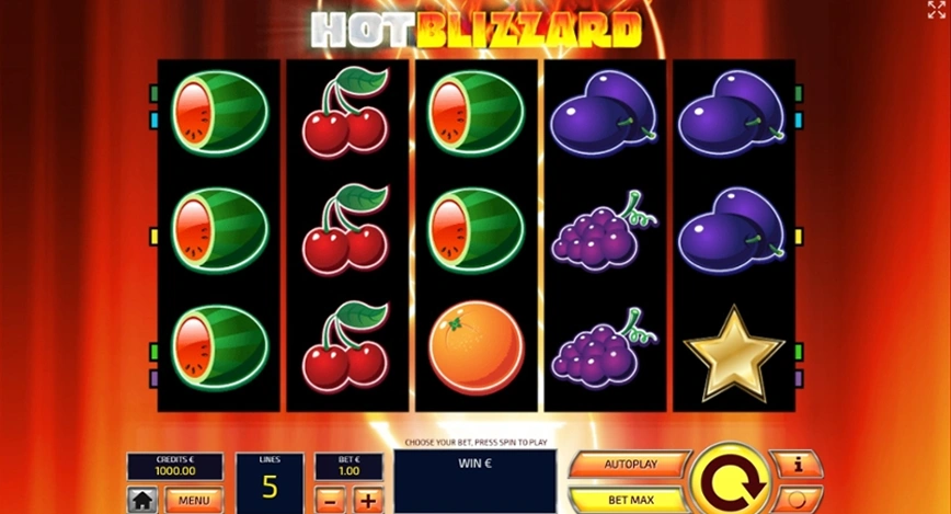 „Hot Blizzard“ lošimo automato grafika.