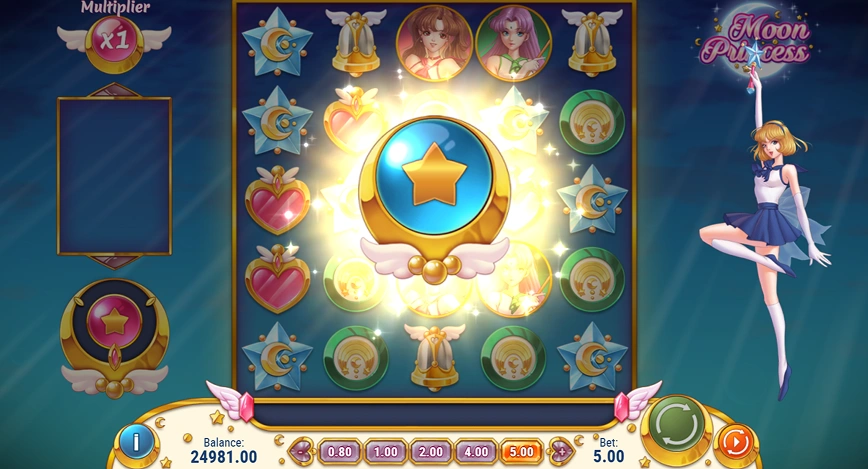 „Moon Princess“ lošimo automato grafika.