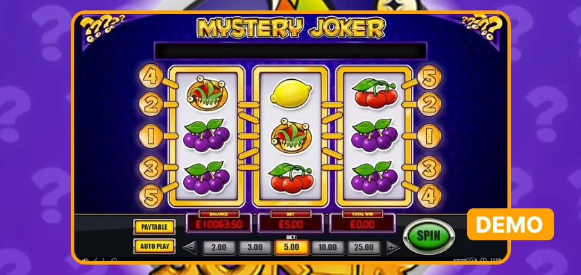 „Mystery Joker“ lošimo automato demonstracinė versija.