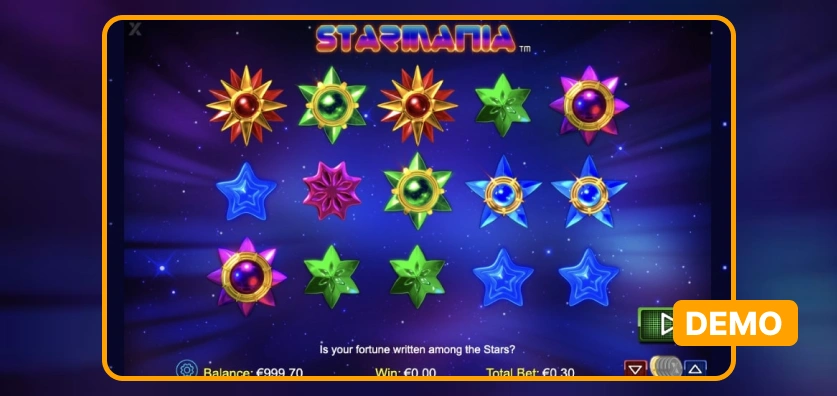 „Starmania“ lošimo automato demonstracinis vaizdas.